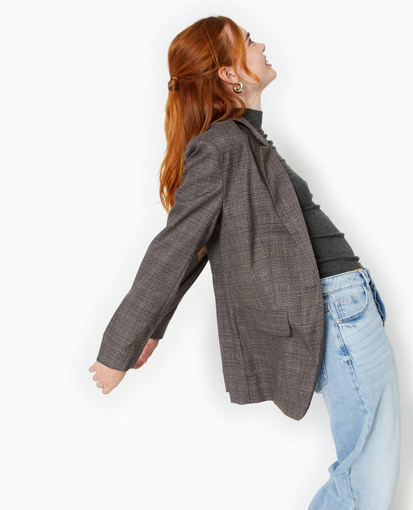 Veste blazer motif carreaux noir - Pimkie