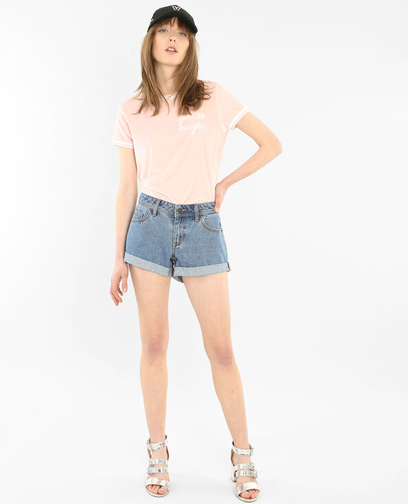 T-shirt velours rose clair - Pimkie