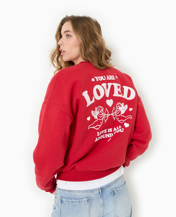 Sweat oversize avec print poitrine et dos  rouge - Pimkie