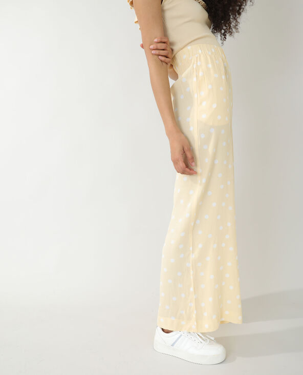 Pantalon wide leg à pois sable - Pimkie