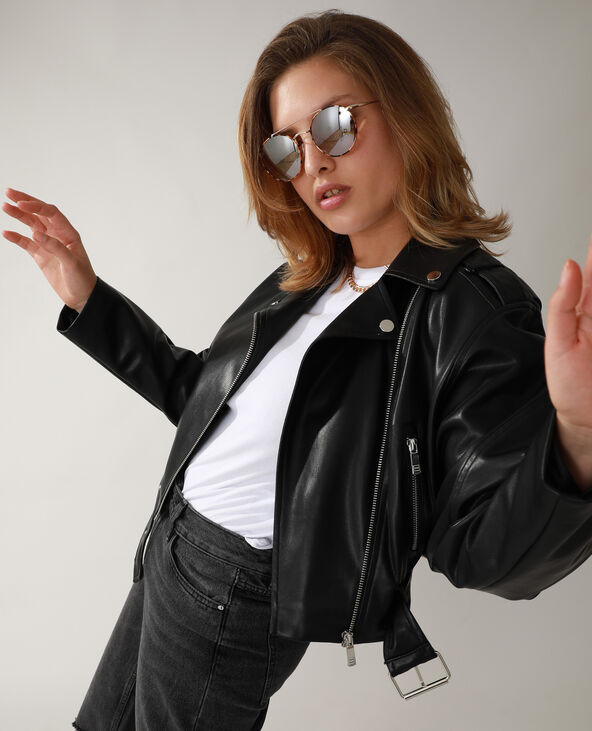 Veste biker femme noir sales