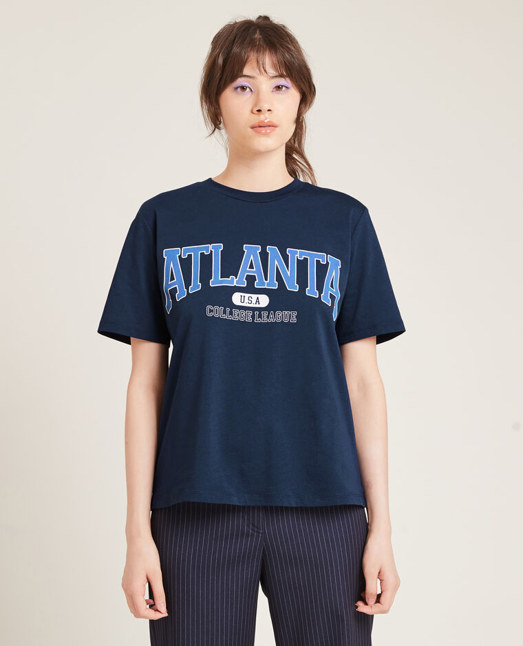 T-shirt col rond bleu foncé - Pimkie