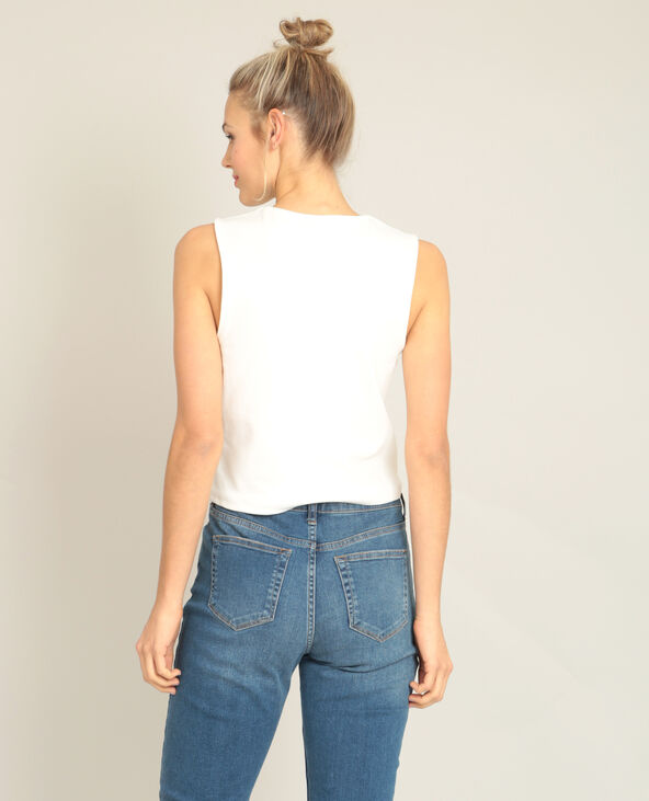 Cropped top col V blanc - Pimkie