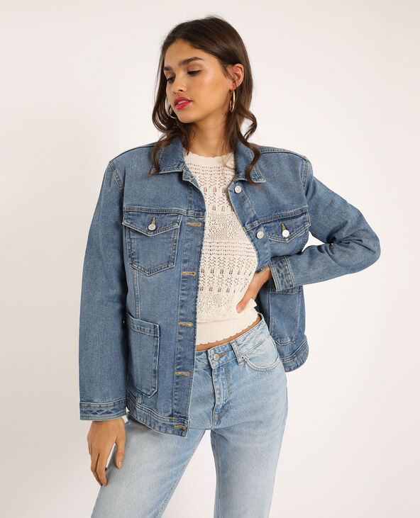 Veste en jean en matière recyclée bleu foncé - Pimkie
