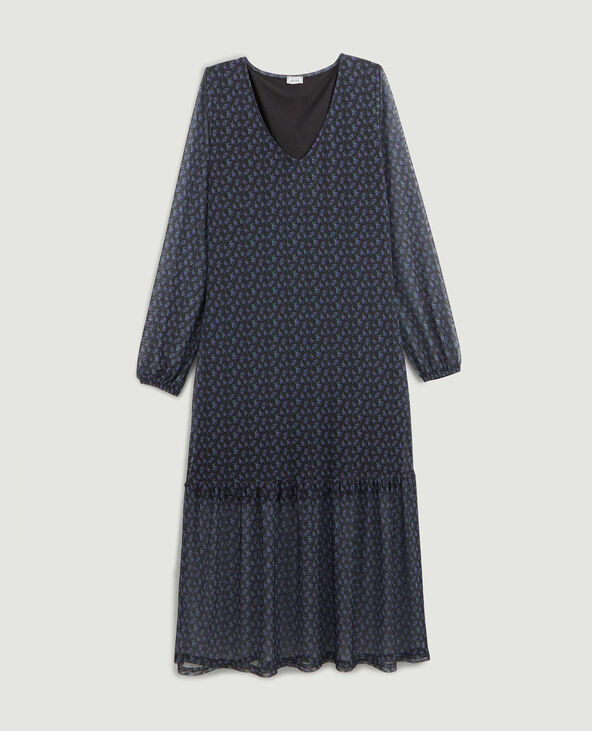 Robe manches longues motif fleuri bleu - Pimkie