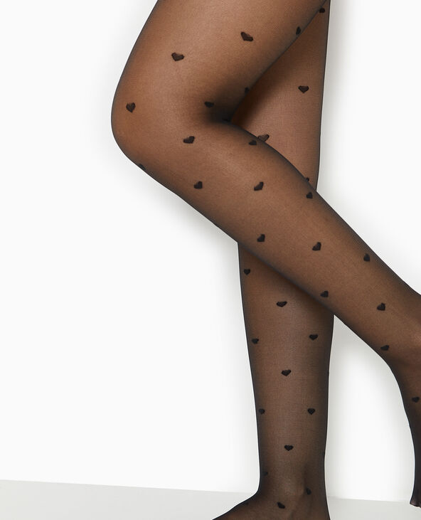 Collants avec petits cœurs noir - Pimkie
