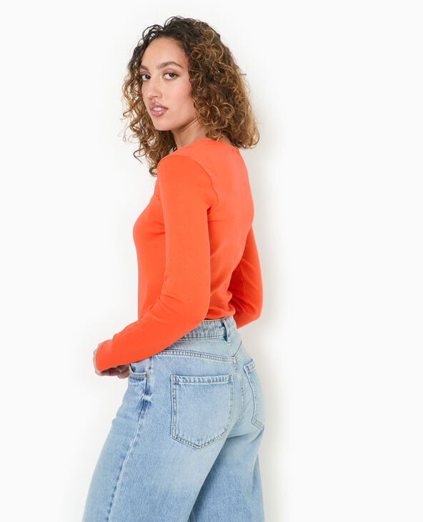 Body manches longues encolure carrée orange - Pimkie