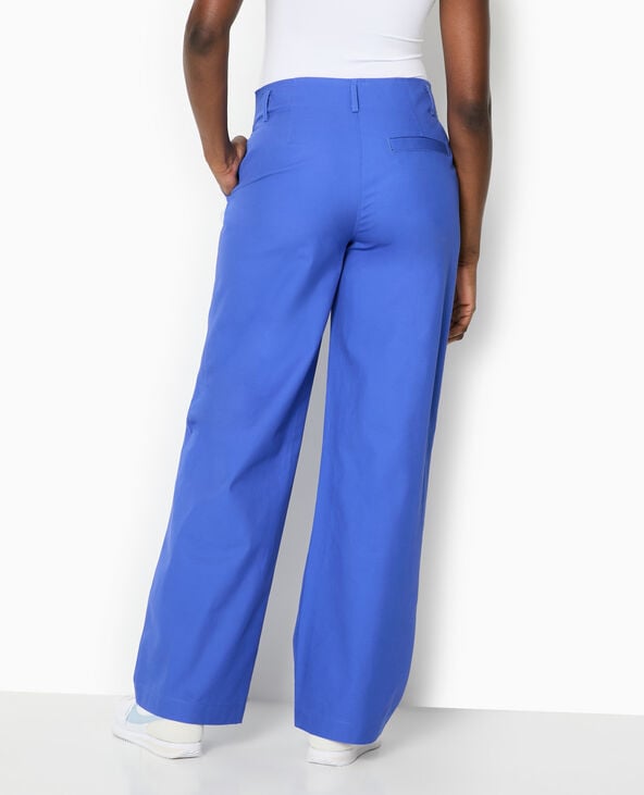 Pantalon en toile taille haute avec pinces bleu marine - Pimkie