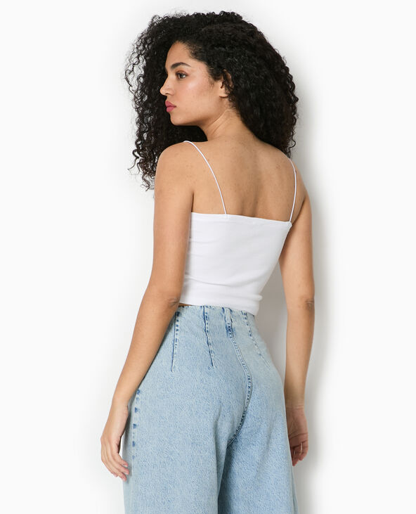 Top bandeau court avec bretelles fines blanc - Pimkie