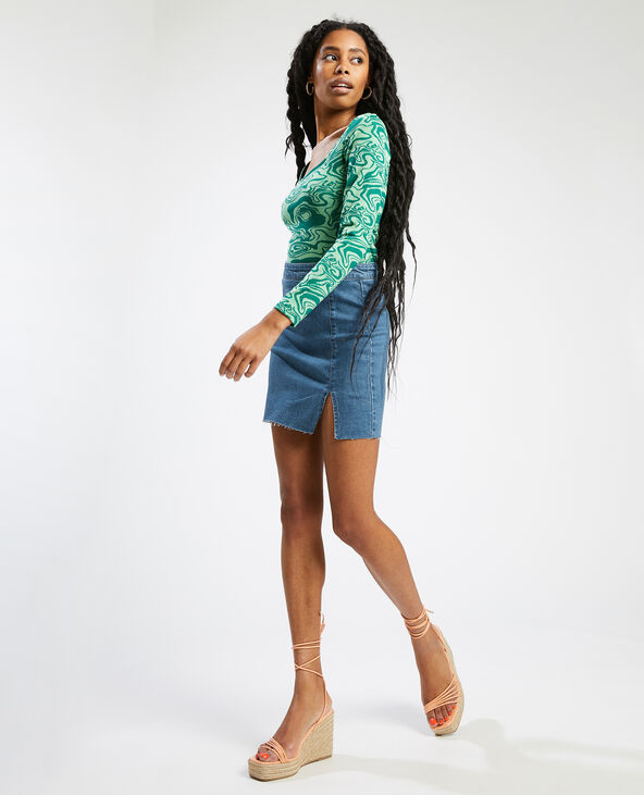 Jupe courte en jean stretch bleu - Pimkie