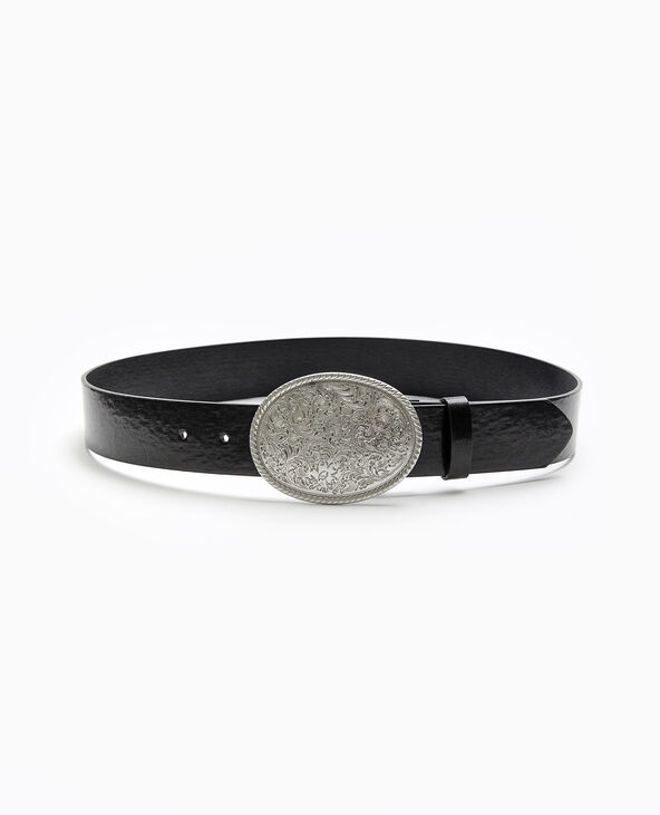 Ceinture avec grande boucle esprit western noir - Pimkie