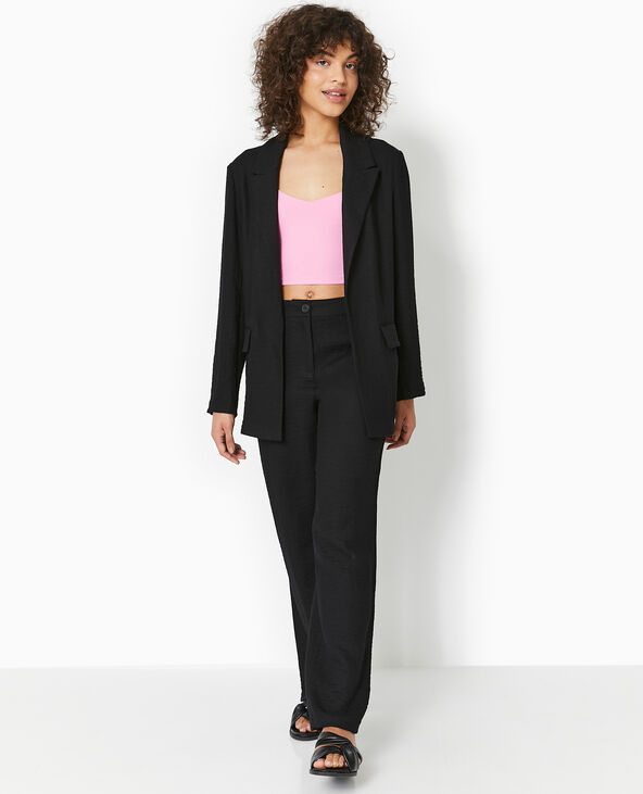 Veste blazer souple en tissu fluide noir - Pimkie