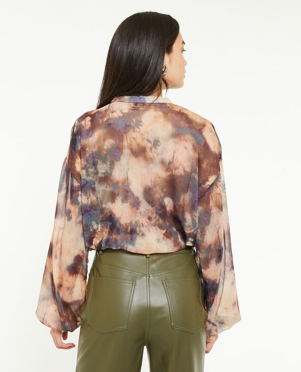 Blouse ample et transparente col V orange - Pimkie