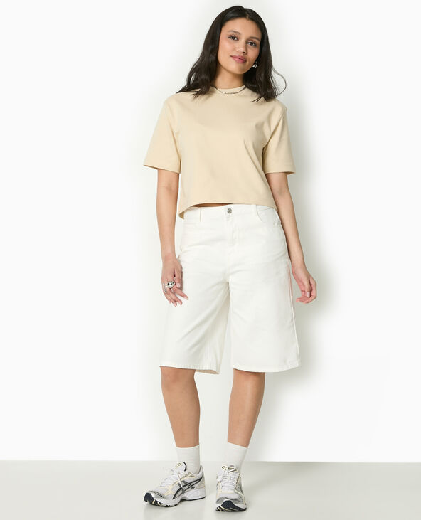 T-shirt ample et court beige - Pimkie