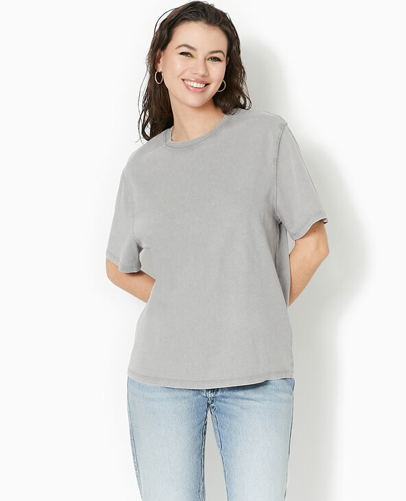 T-shirt oversize effet délavé gris - Pimkie