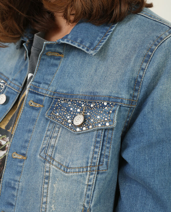Veste en jeans strass sale
