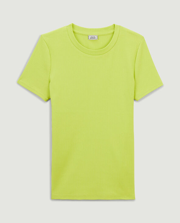 Top maille côtelée jaune fluo - Pimkie