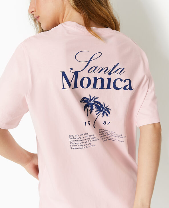 T-shirt oversize avec print poitrine et dos rose - Pimkie