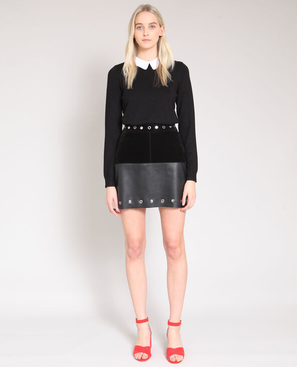 Pull à col claudine noir - Pimkie
