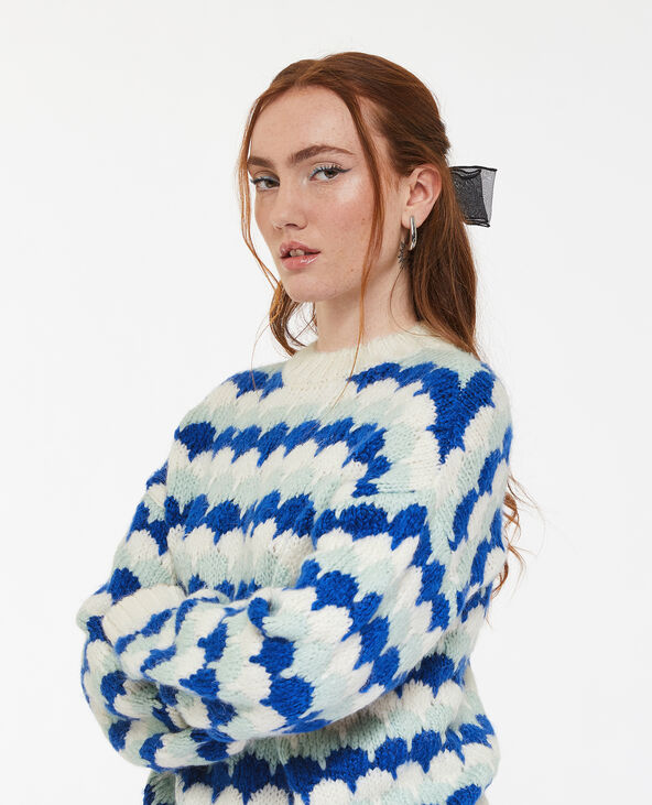 Pull en maille motif écailles bleu - Pimkie