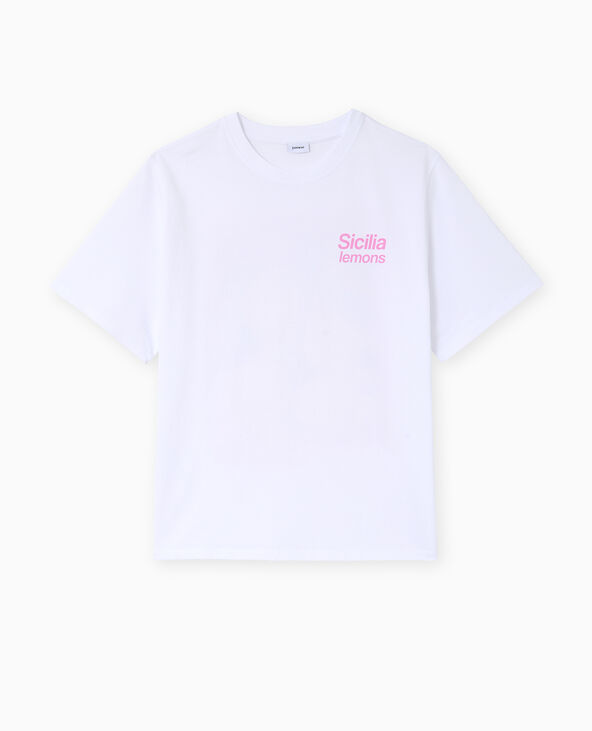 T-shirt oversize avec print poitrine et dos blanc - Pimkie