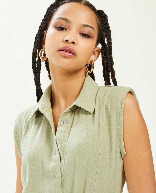 Robe chemise courte et évasée vert de gris - Pimkie