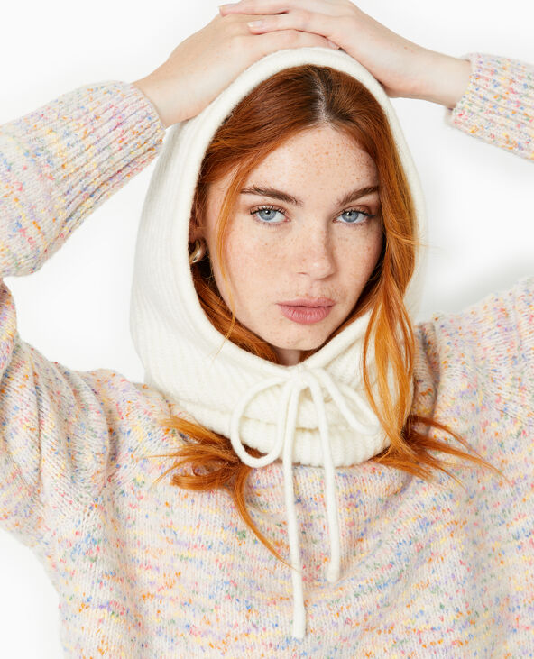 Cagoule en maille côtelée écru - Pimkie