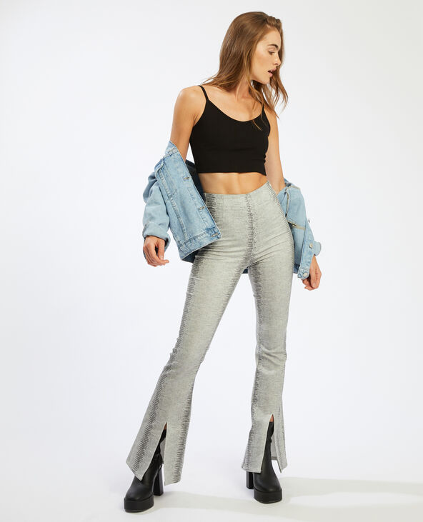 Pantalon flare enduit python blanc - Pimkie