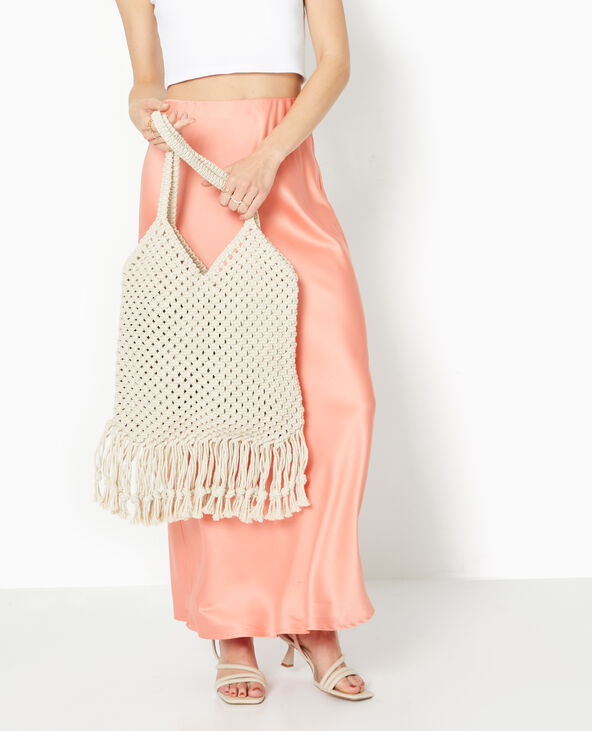 Sac en crochet avec franges blanc - Pimkie
