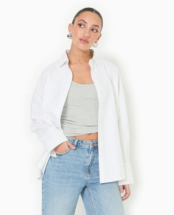 Chemise oversize rayée avec ouverture dos blanc - Pimkie