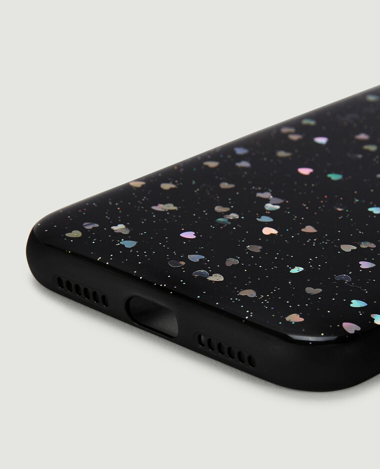 Coque iPhone "cœurs" noir - Pimkie