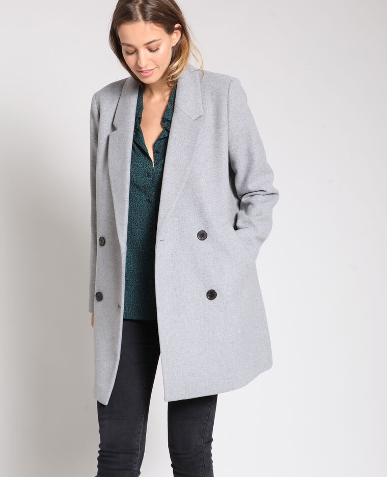 manteau laine gris clair femme