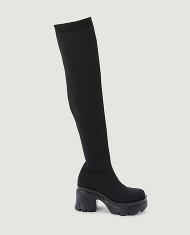 Bottes cuissardes en maille avec semelles plateformes noir - Pimkie