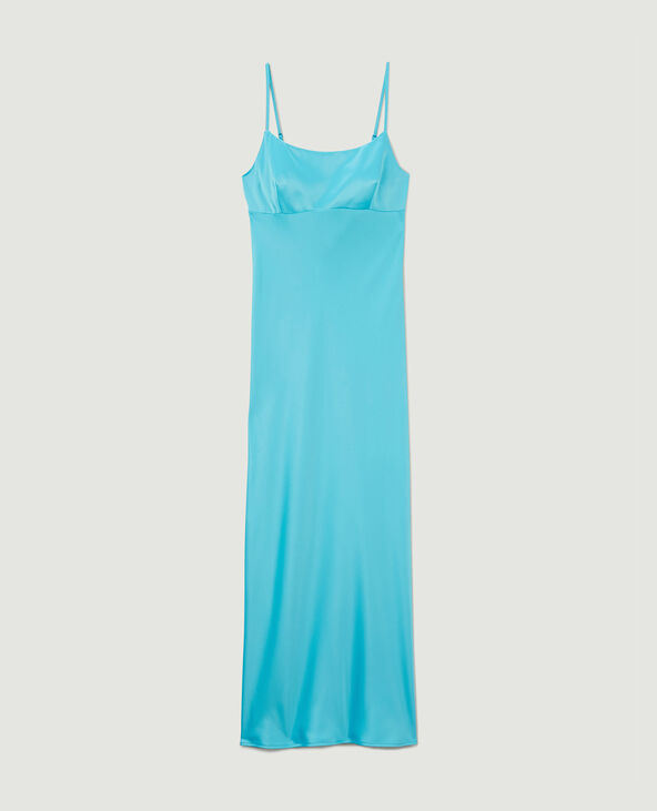 Robe longue en tissu satiné bleu turquoise - Pimkie