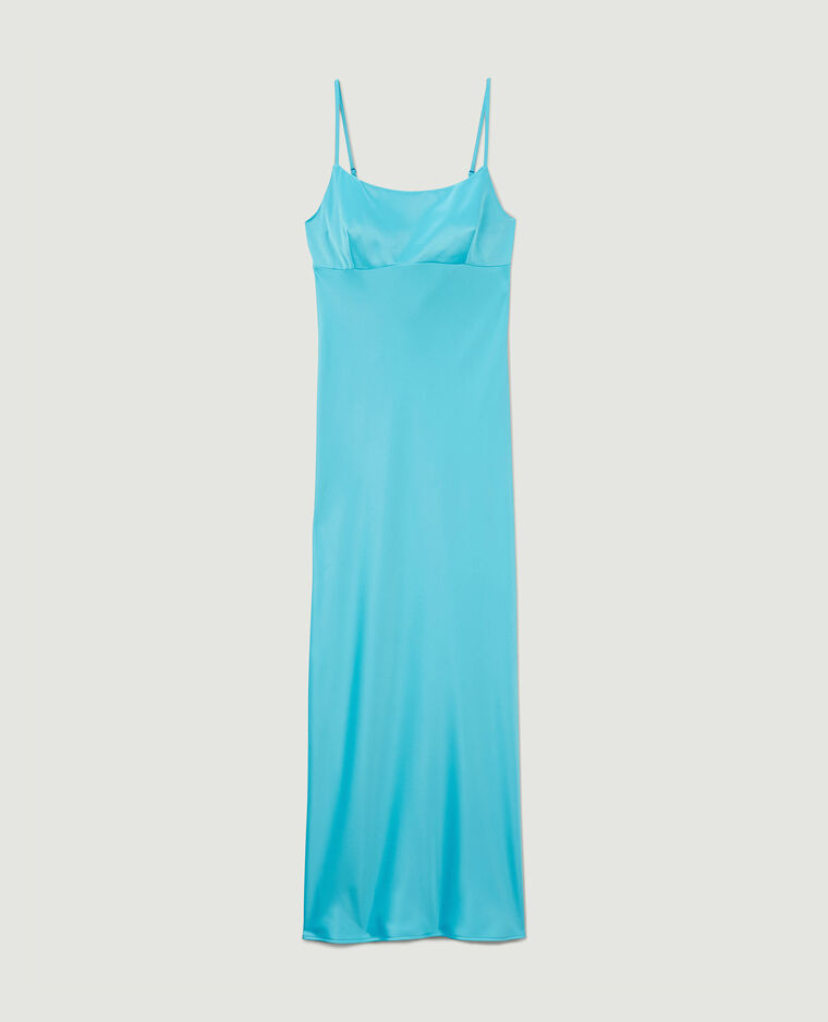 Robe longue en tissu satiné bleu turquoise - Pimkie