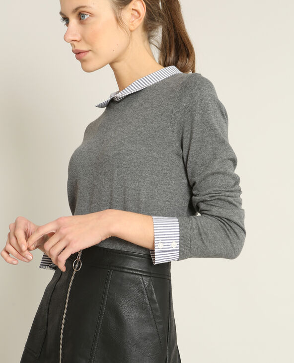 Pull chemise gris chiné - Pimkie