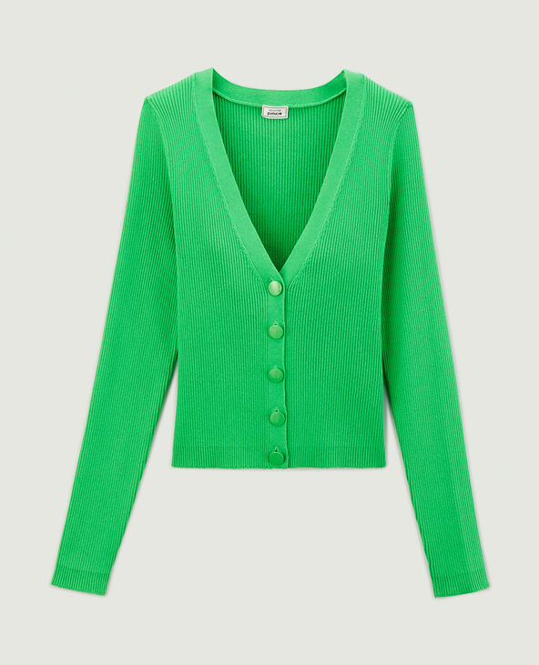 Gilet maille côtelée vert - Pimkie