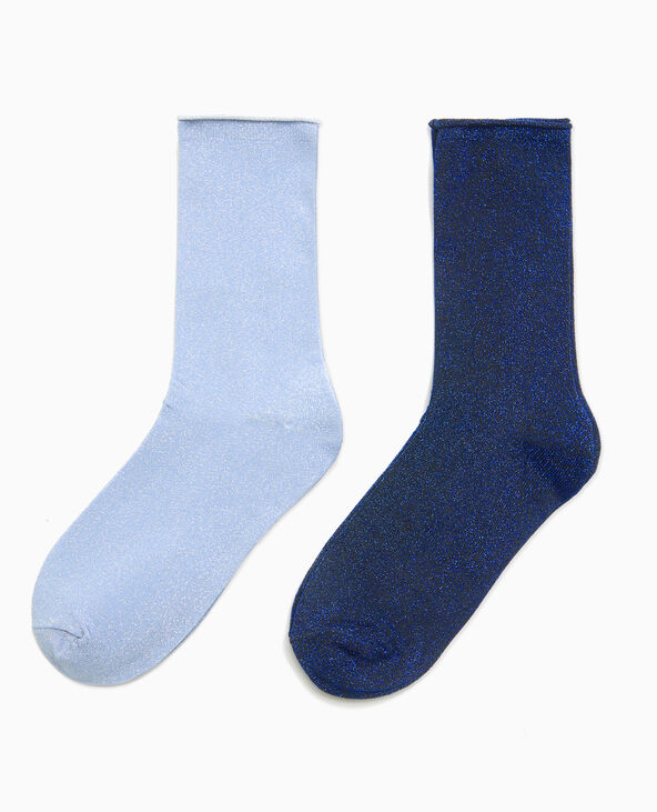 Lot de 2 paires de chaussettes avec lurex bleu clair - Pimkie