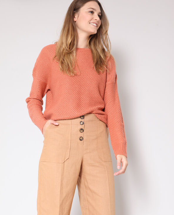 Pull en maille fantaisie marron - Pimkie