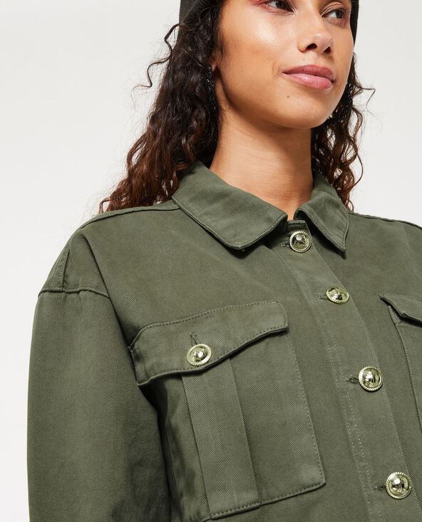 Veste courte avec boutons métalliques vert kaki - Pimkie