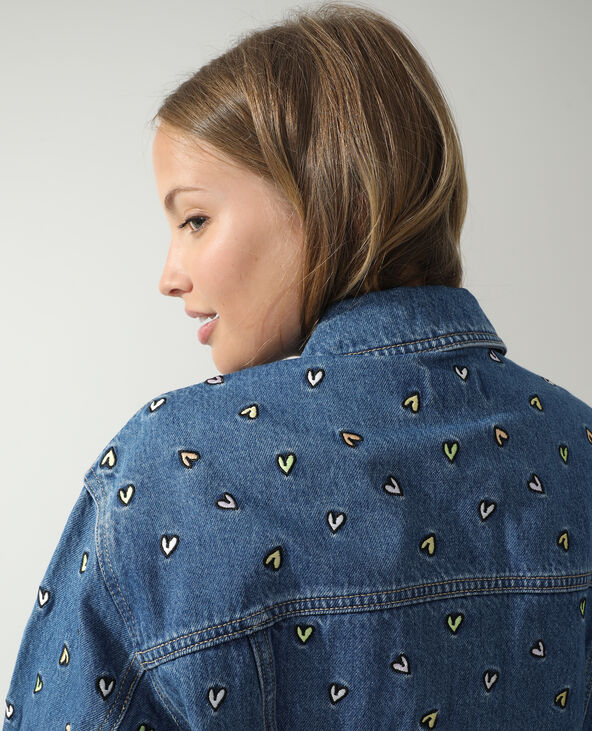Veste en jean cœurs bleu - Pimkie