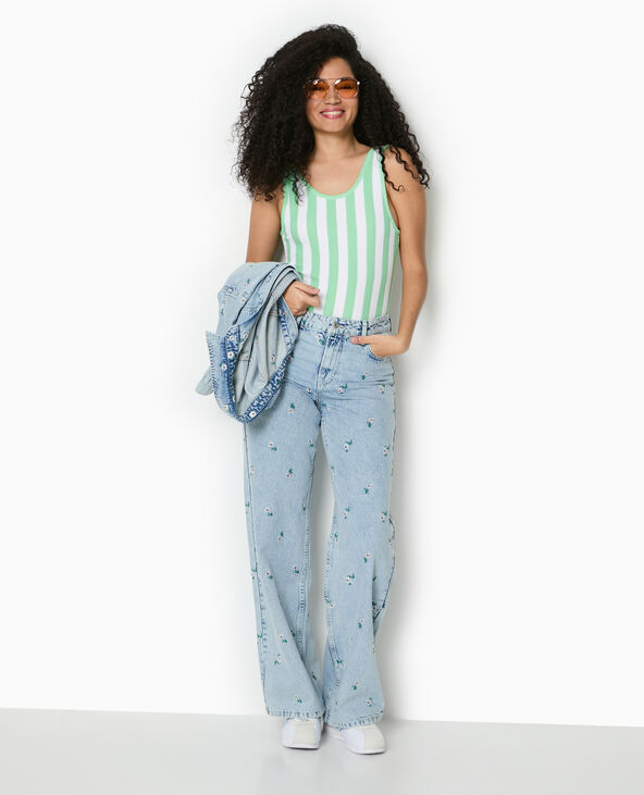 Body maille reliefée rayé vert clair - Pimkie