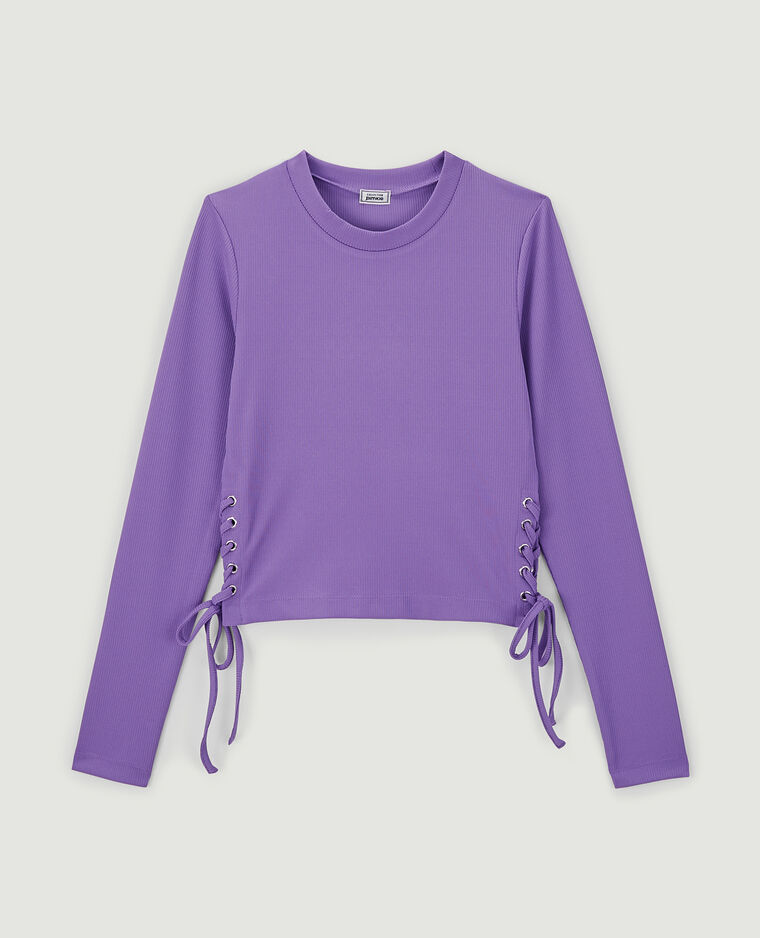 Top maille côtelée avec lacets violet - Pimkie