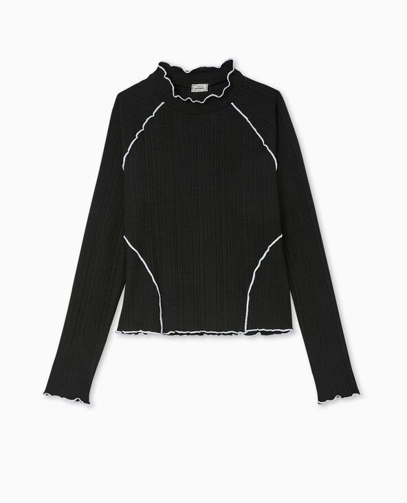 Top en maille côtelée avec coutures apparentes noir - Pimkie