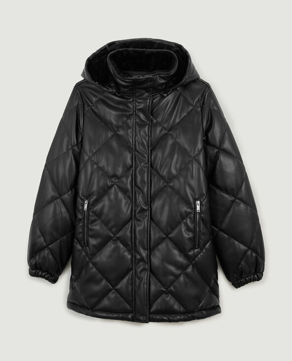 Manteau simili matelassé noir - Pimkie
