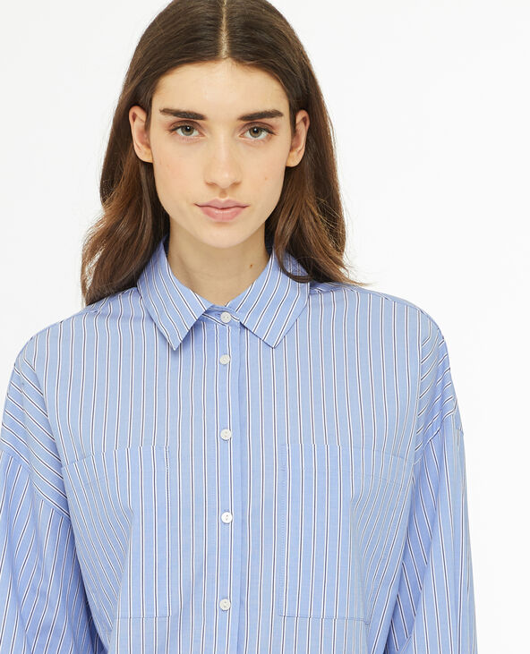 Chemise oversize rayée façon pyjama d'homme bleu - Pimkie