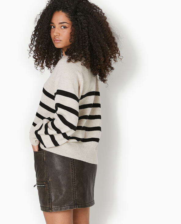 Pull rayé en maille beige - Pimkie