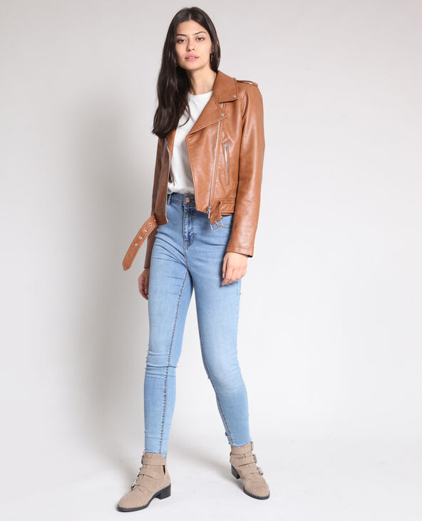 Veste perfecto faux cuir camel - Pimkie