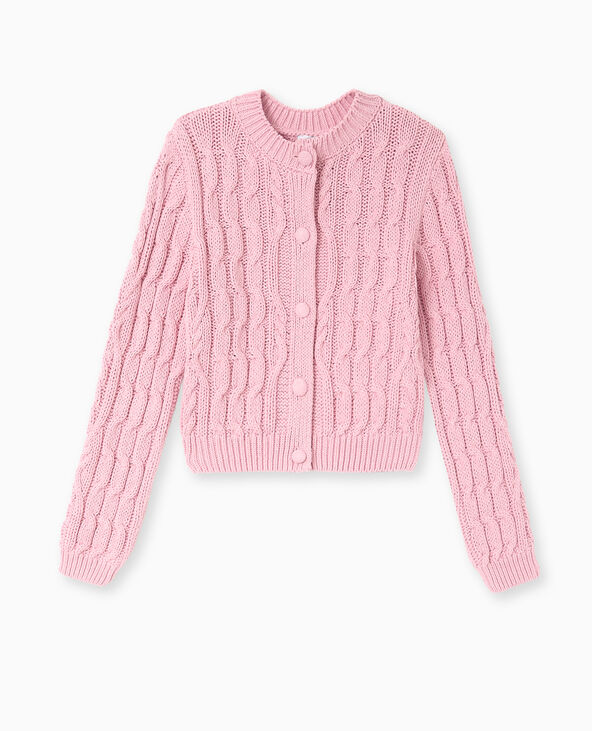 Gilet en maille torsadée rose - Pimkie