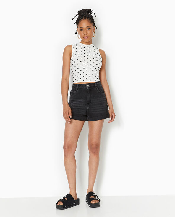 Débardeur avec cut-out dos motif pois blanc - Pimkie